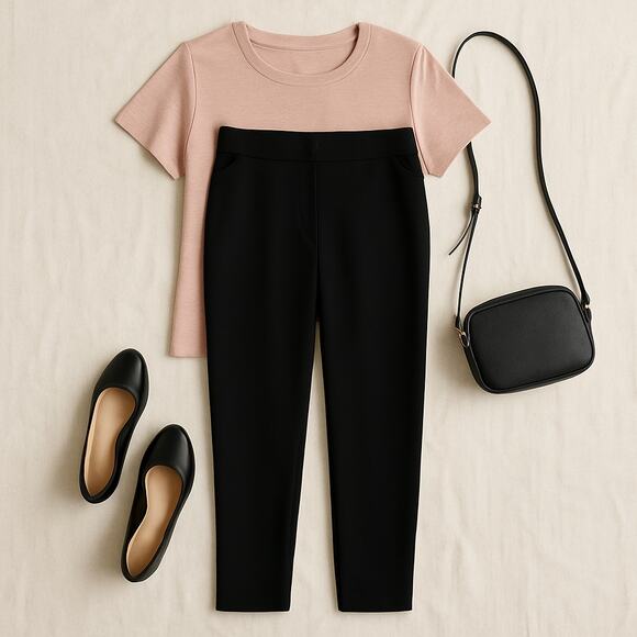 Susan Graver Black Slim Leg Ankle Pants Pull On Stretch High Waist Large New - Picture 2 of 9